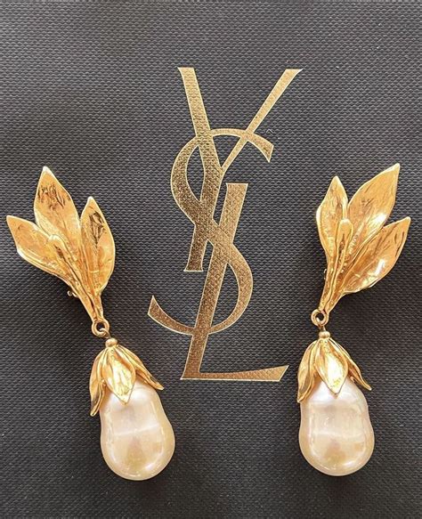 yves saint laurent pearl earrings|yves Saint Laurent earrings vintage.